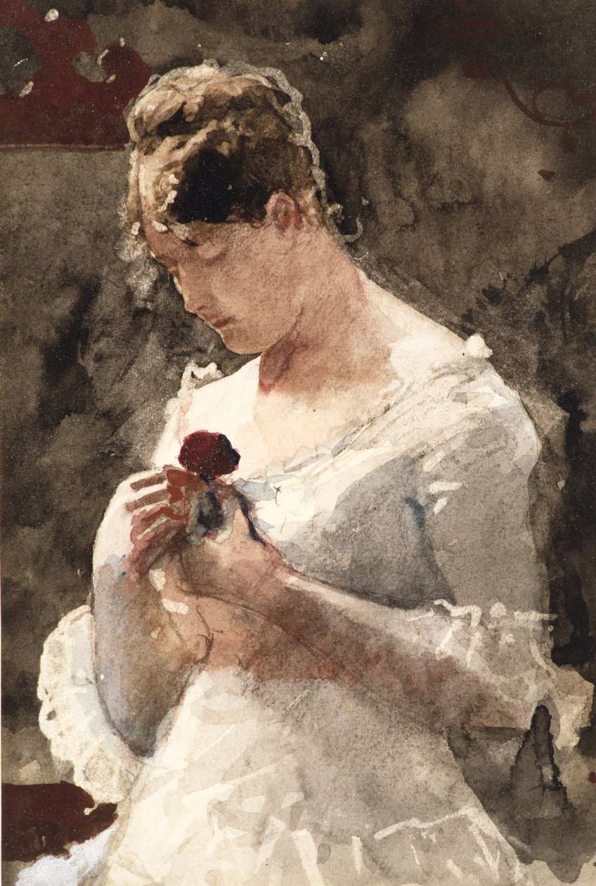 Frau mit einer Rose, 1879 von Winslow Homer