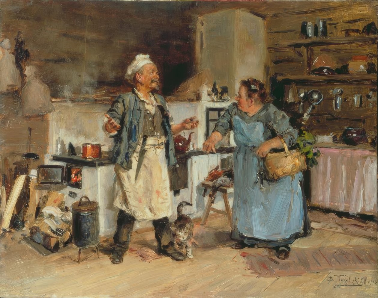 Streitgespräch in der Küche von Wladimir Jegorowitsch Makowski