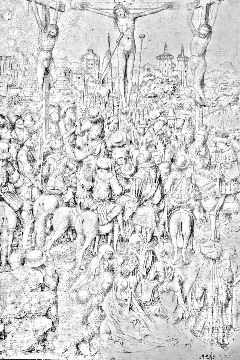 Kreuzigung Christi (Zeichnung ca. 1440) von Workshop of Jan van Eyck