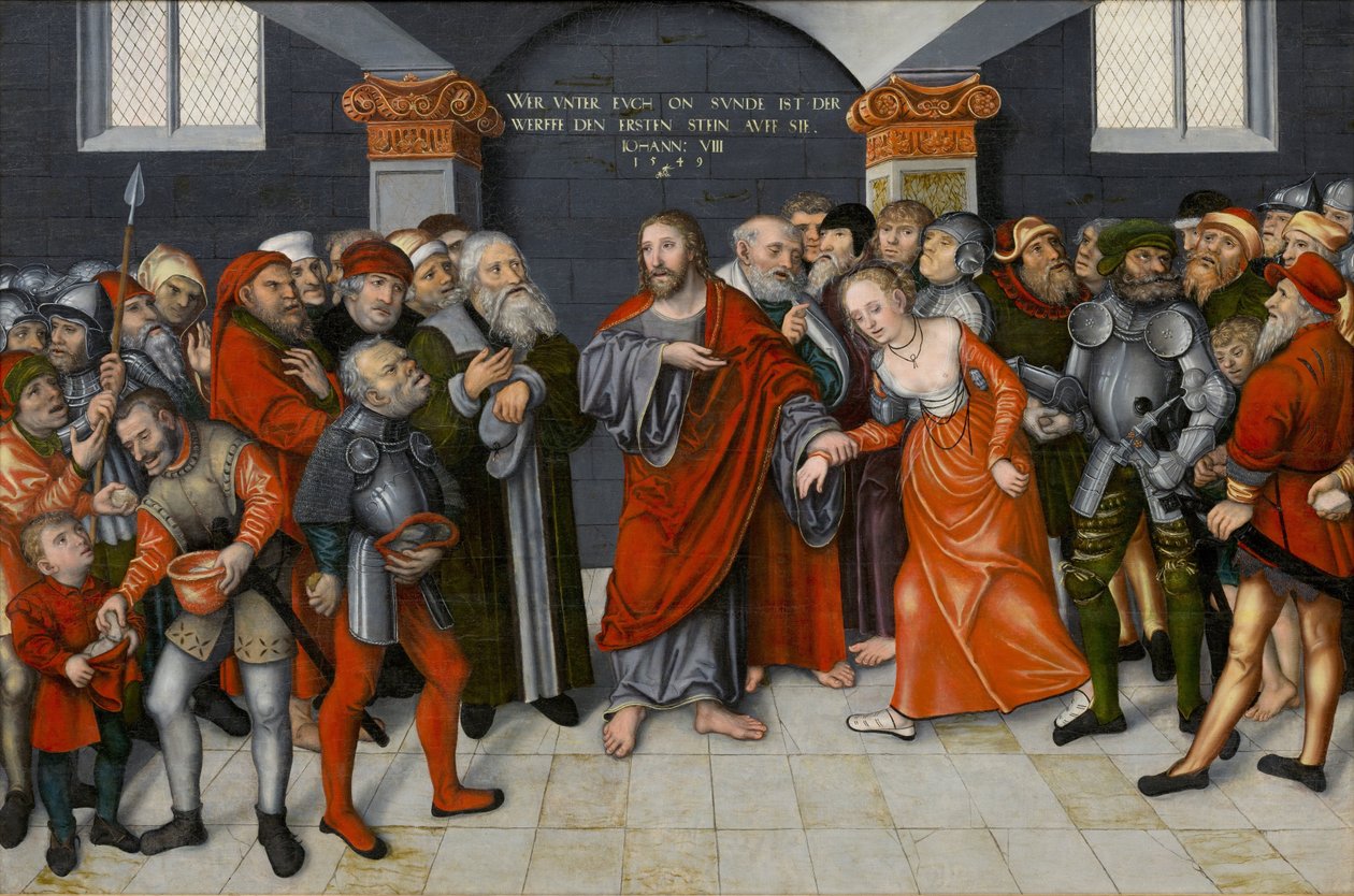 Christus und die Ehebrecherin von Lucas Cranach the Younger  