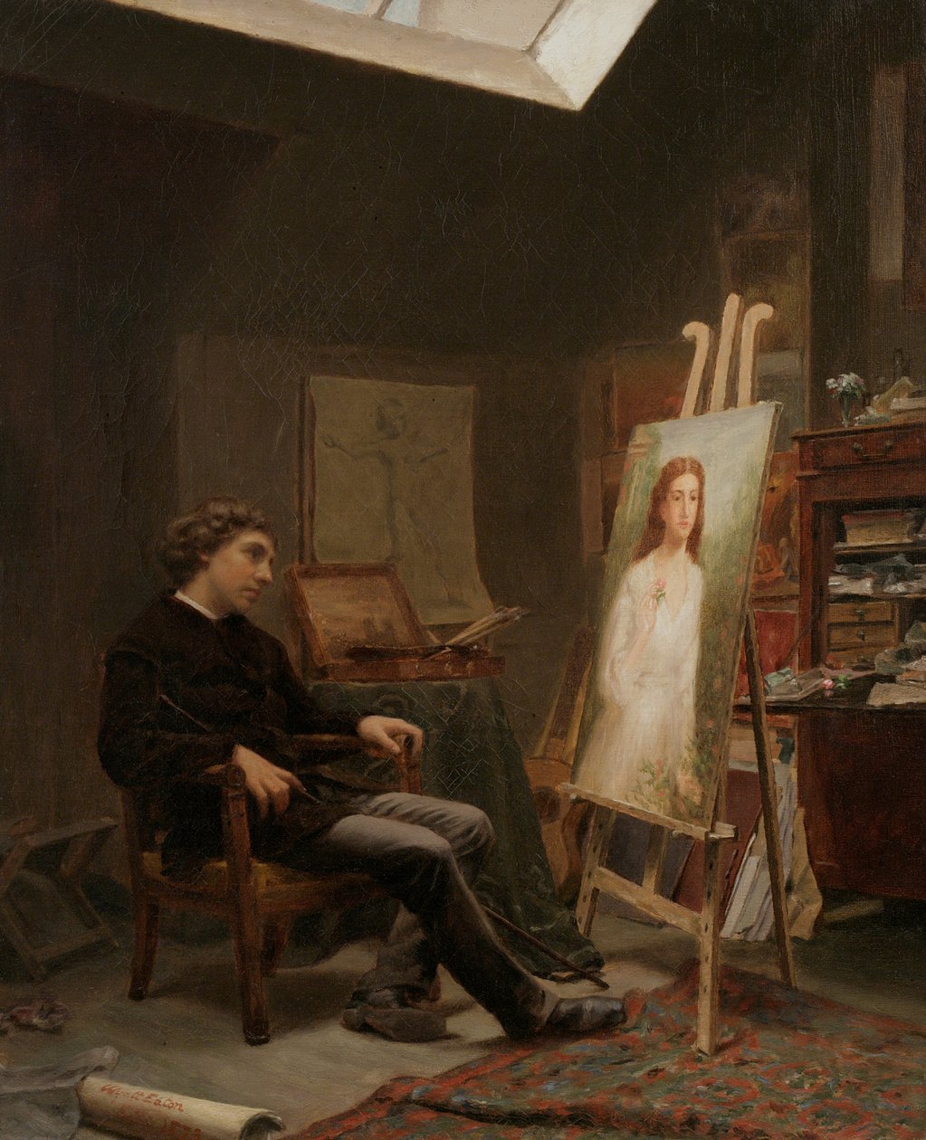 Der Künstler in seinem Atelier von Wyatt Eaton