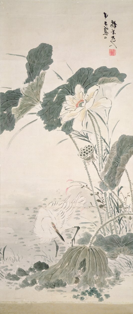 Reiher und Lotus, n.d. von Yamamoto Baiitsu