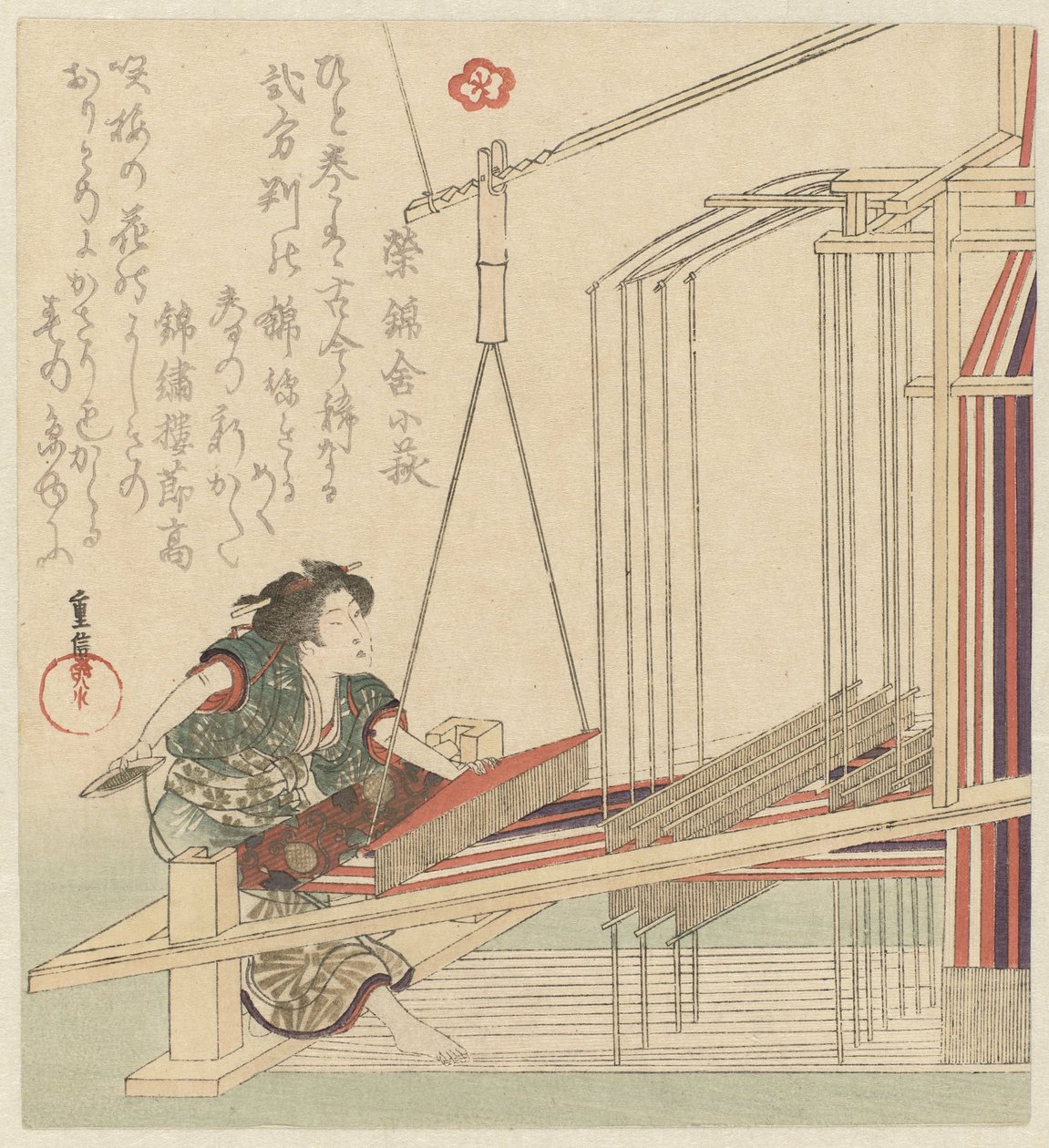 Frau am Webstuhl von Yanagawa Shigenobu (II)