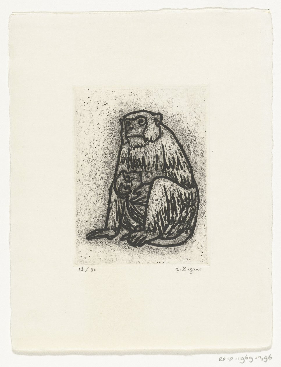 Affe mit Jungem von Yo Sugano (signed by artist)