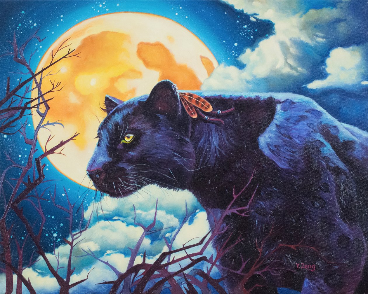 Nachtwächter schwarzer Panther, 2023 von Yue Zeng