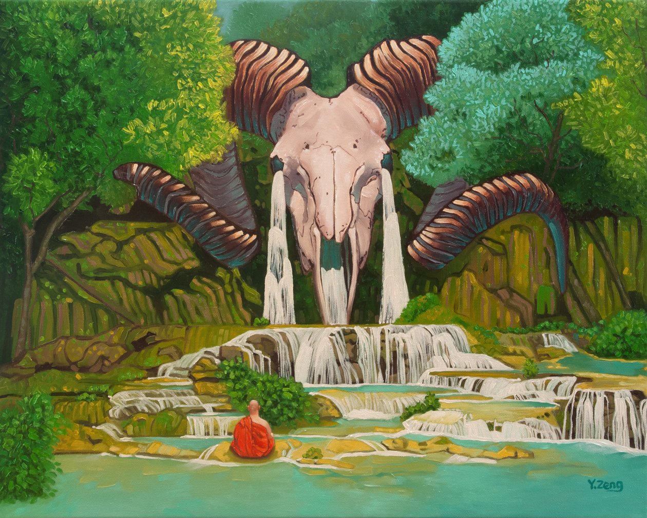 Widder-Schädel-Wasserfall, 2023 von Yue Zeng