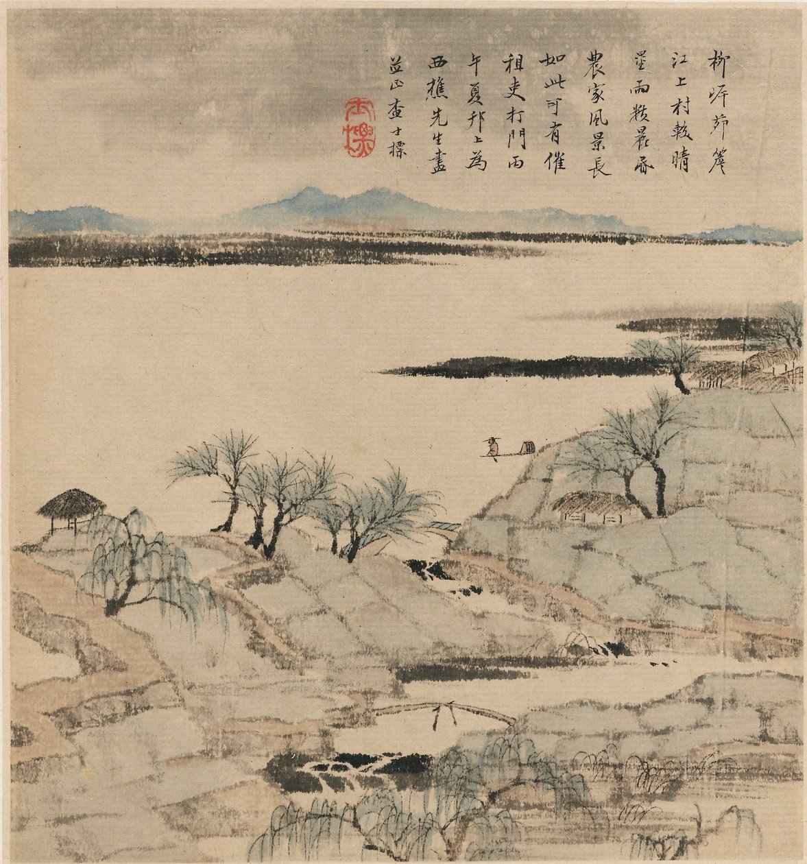 Flusslandschaft, Mai-August 1666 von Zha Shibiao