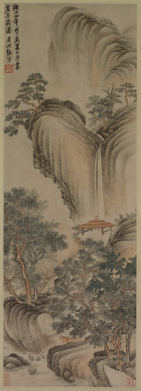 Leerer Pavillon und schneller Wasserfall, 1468 von Zhang Ning