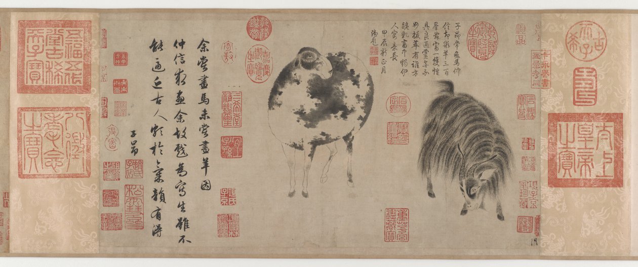 Schaf und Ziege, Yuan-Dynastie, ca. 1300 von Zhao Mengfu Chao Meng Fu or