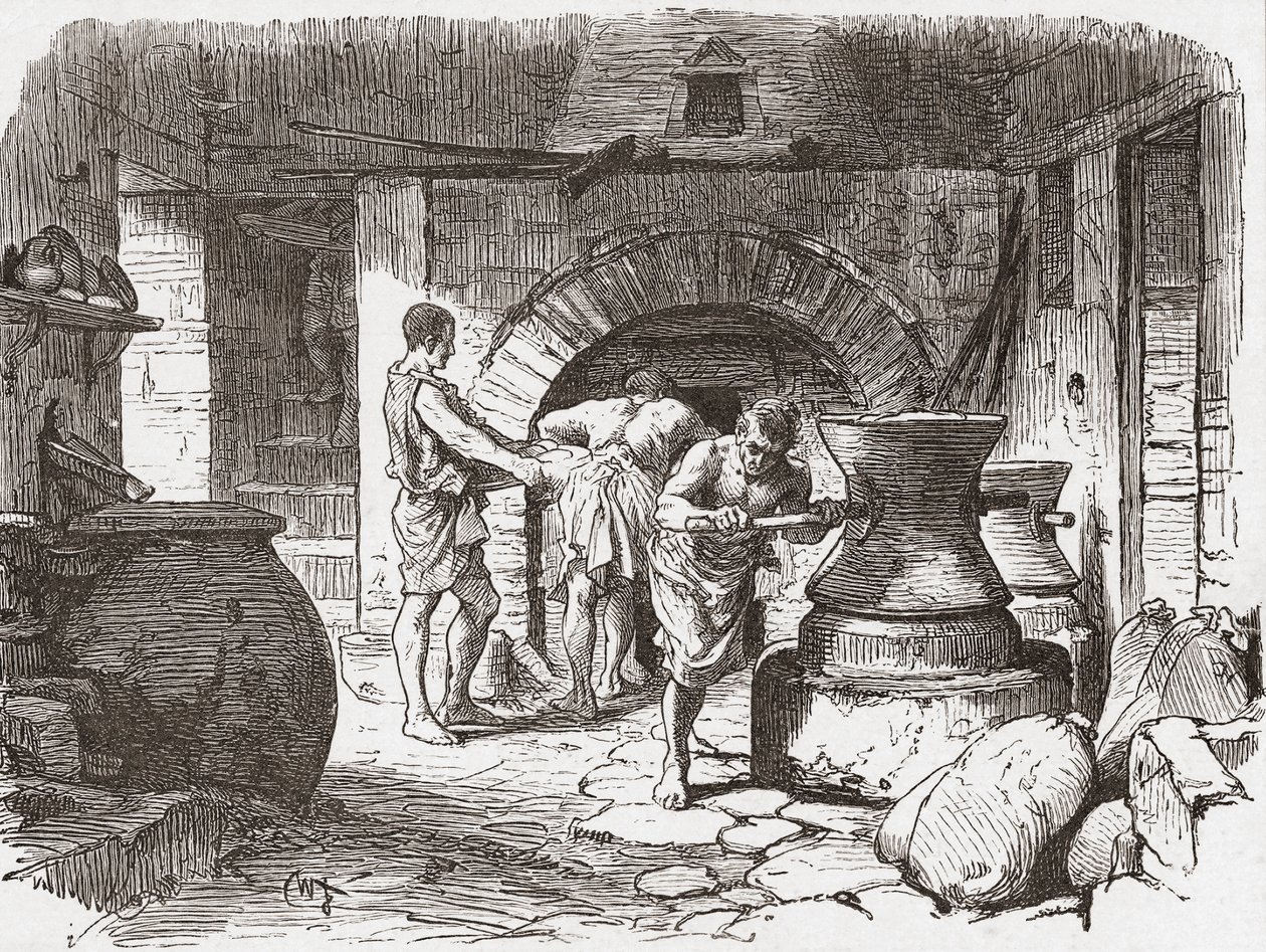 Eine römische Bäckerei, Pompeji, Italien. von . .