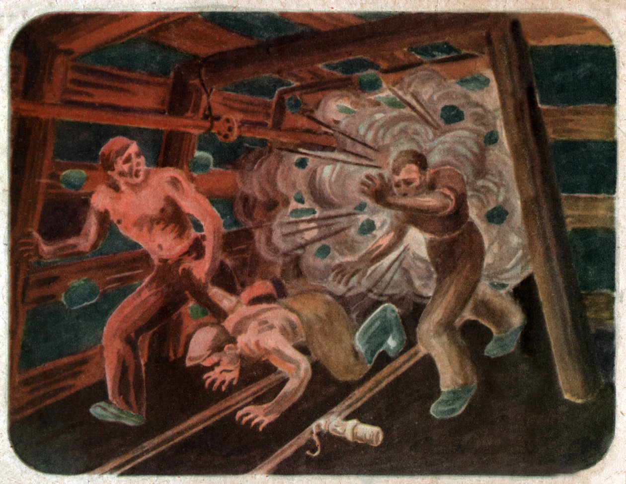 Unfall in einer Mine, ca. 1950 von . .