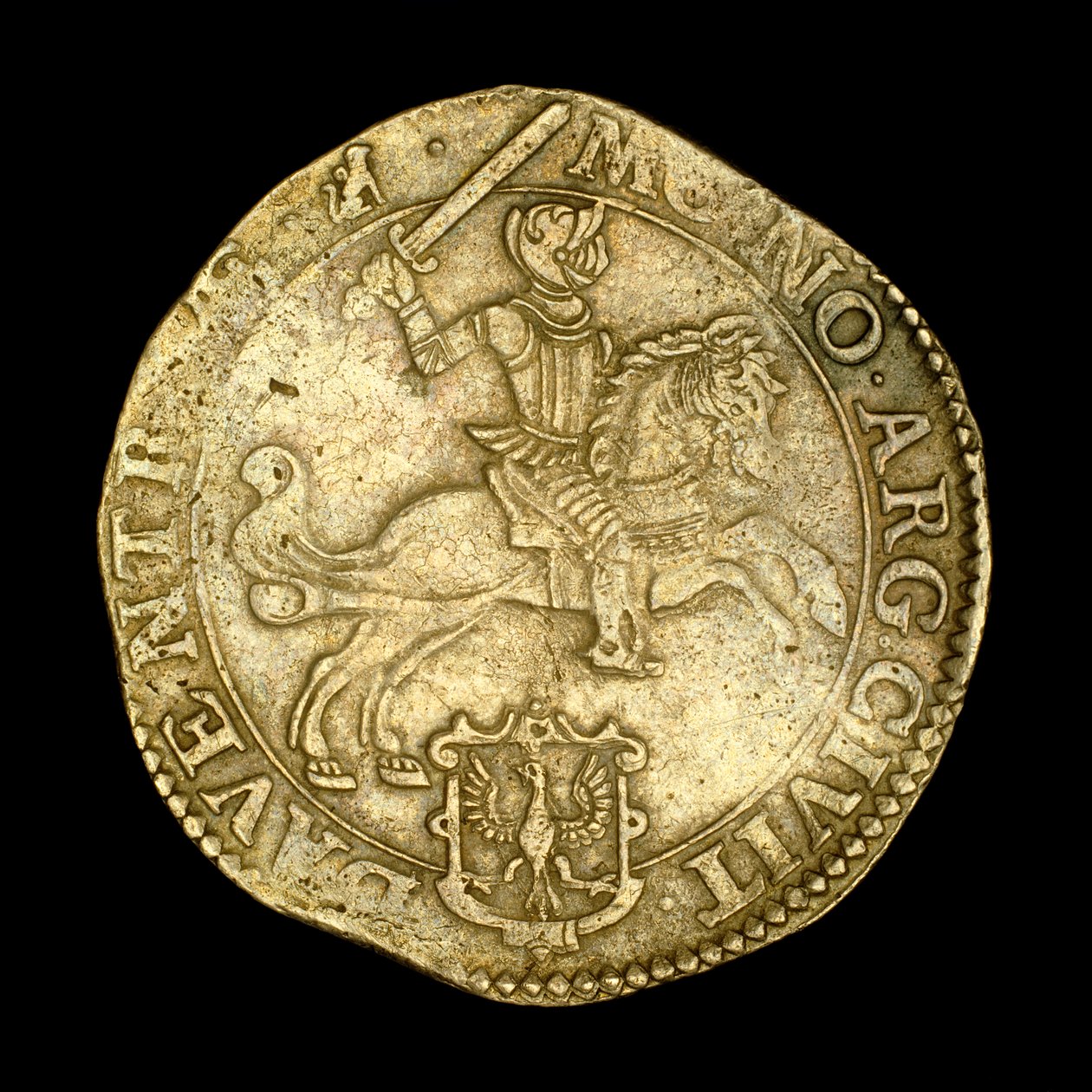Antike Münze mit Ritter zu Pferd von Hippolyte Lalaise Devéria