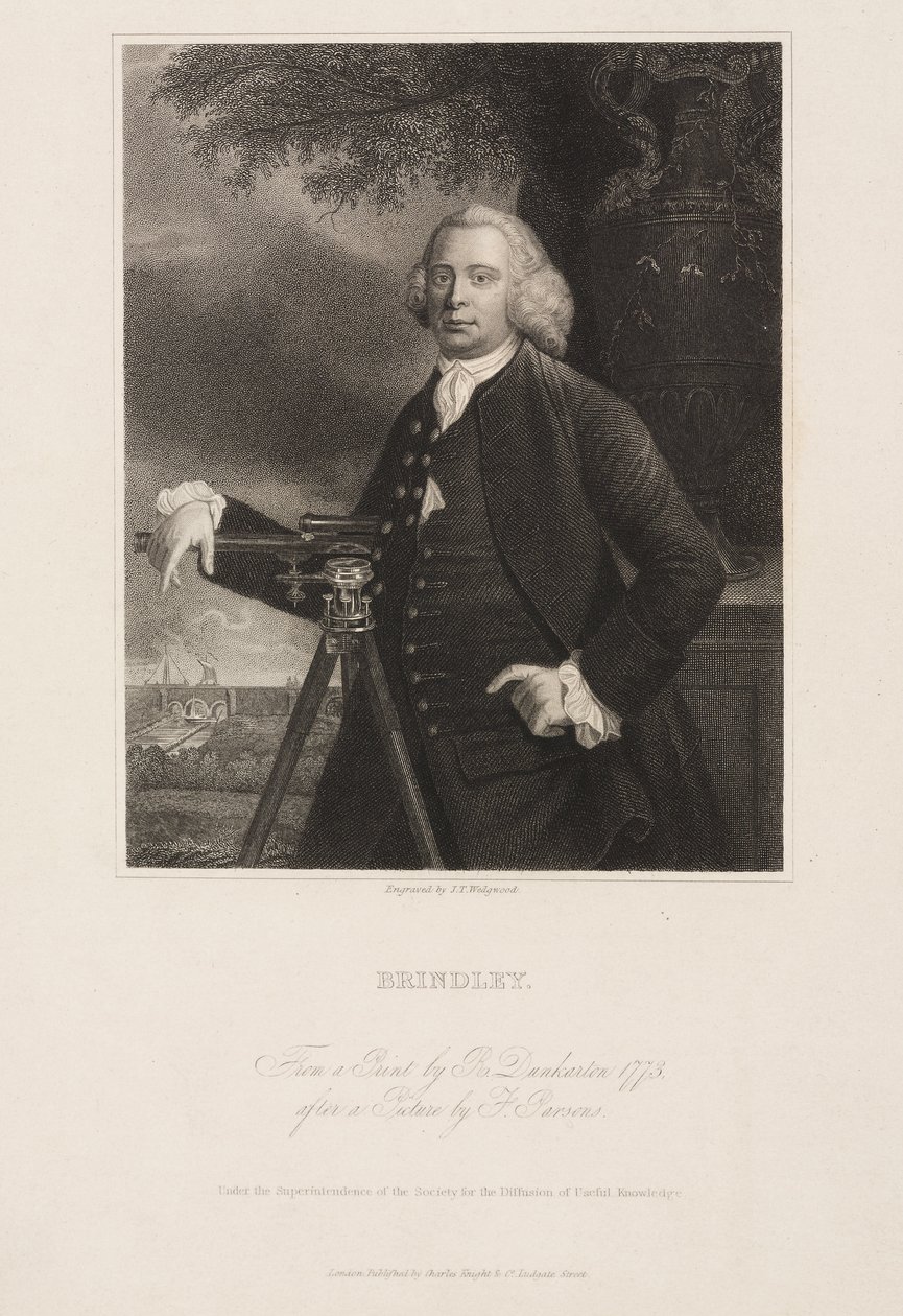 James Brindley, britischer Bauingenieur und Kanalbauer von Frederick (attr. to) Barnard