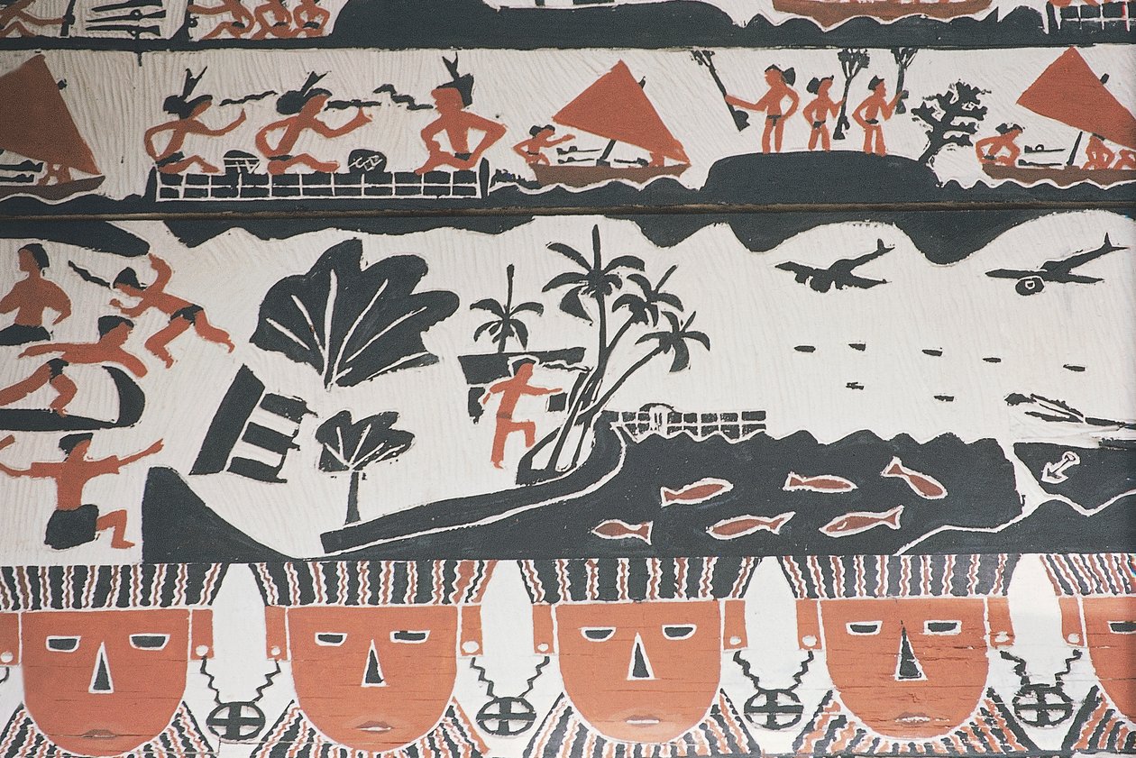 Matte mit traditioneller Dekoration, Mikronesien von William Walcutt