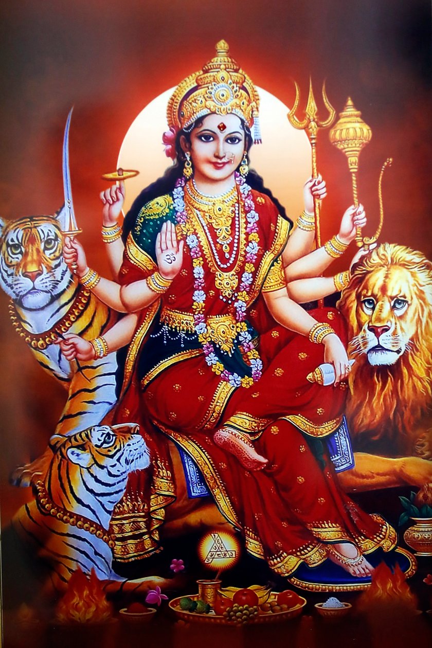 Shiva-Hindu-Tempel. Bild der Hindu-Göttin Durga von . .