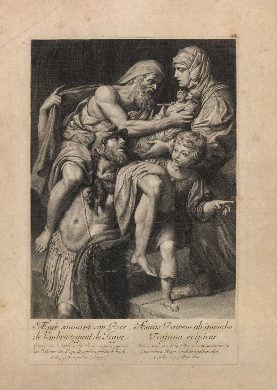 Aeneas rettet seinen Vater Anchises aus dem brennenden Troja von Domenichino