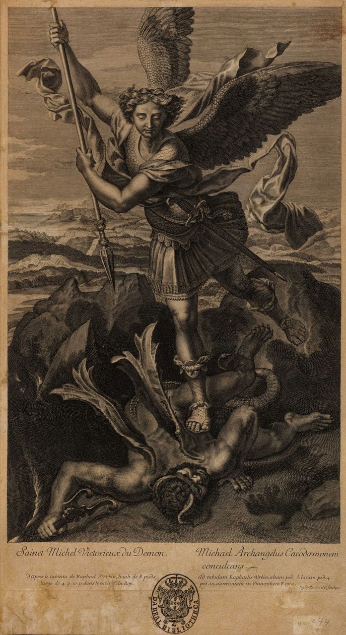 Sankt Michael besiegt Satan von after Raphael