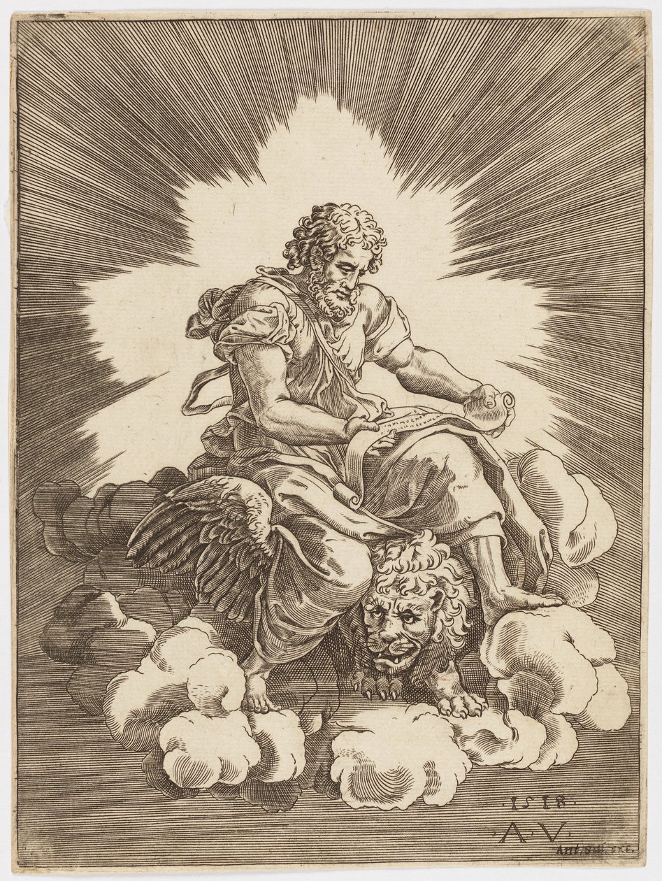 Heiliger Markus, auf einem Löwen sitzend von after Giulio Romano