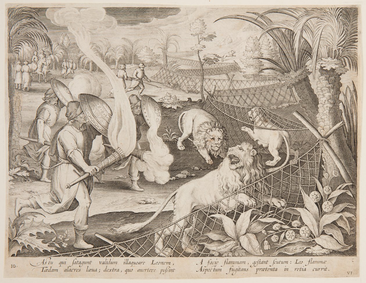 Löwenfalle von after Jan van der Straet, called Stradanus