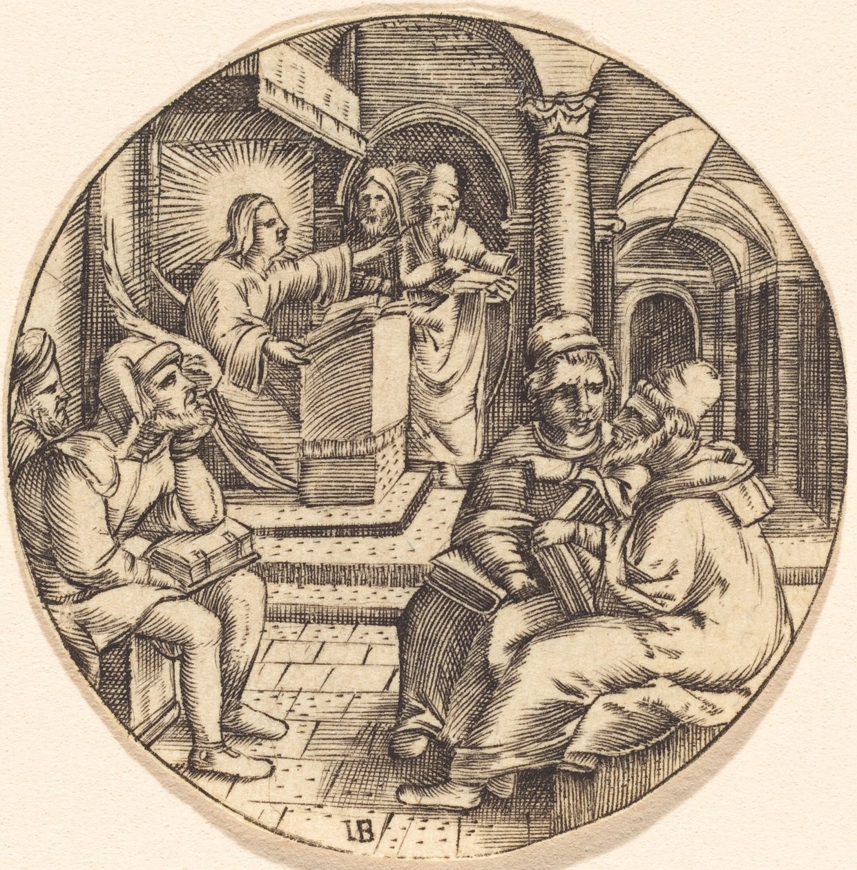 Jesus predigt im Tempel von after Master IB