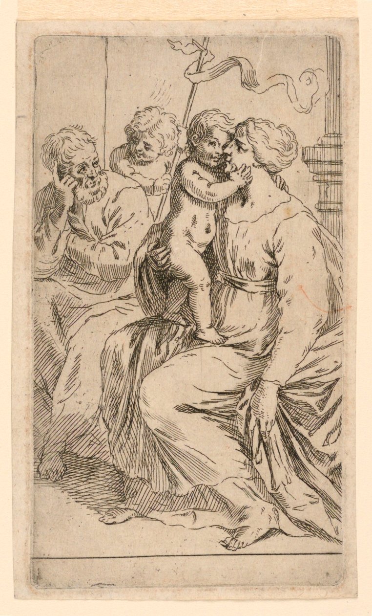 Die Heilige Familie mit dem Heiligen Johannes von after Simone Cantarini