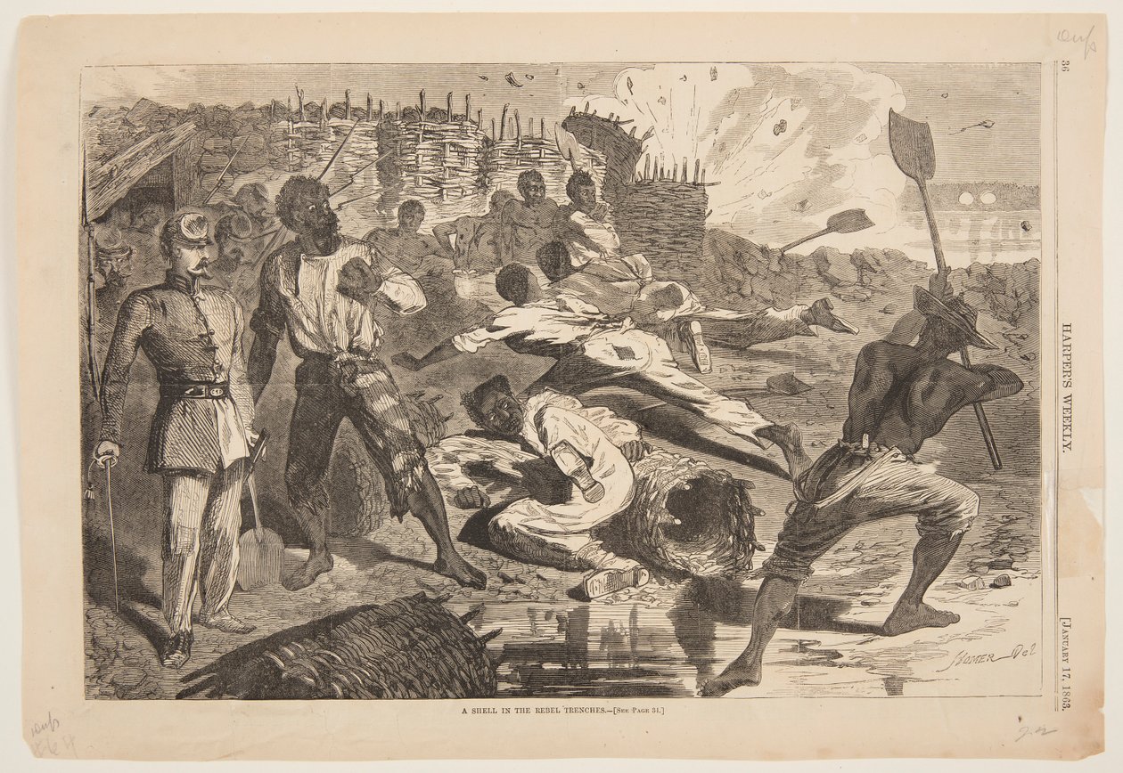 Eine Granate in den Rebellen-Schützengräben von after Winslow Homer