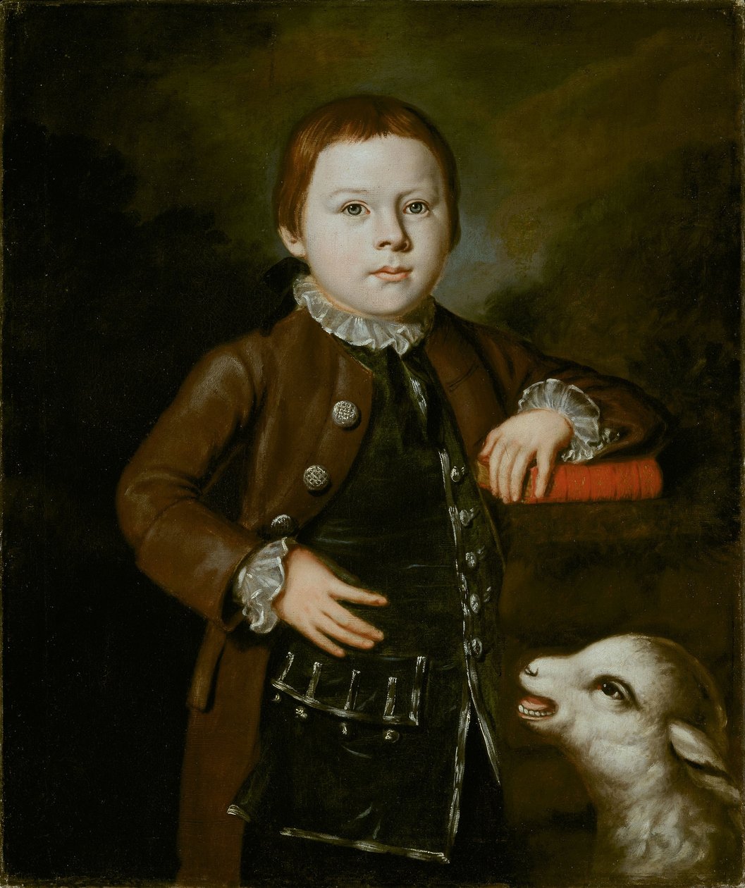 Junge der Hallett-Familie mit Lamm von anonymous 
