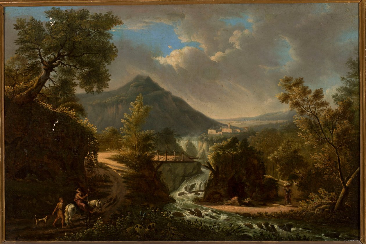 Italienische Landschaft mit Fluss und Staffage von anonymous 