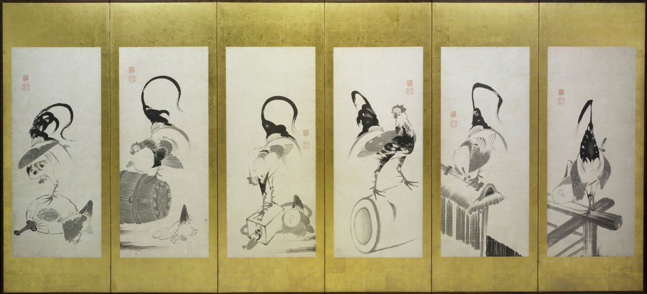 Hähne und Hennen von attributed to Itō Jakuchū