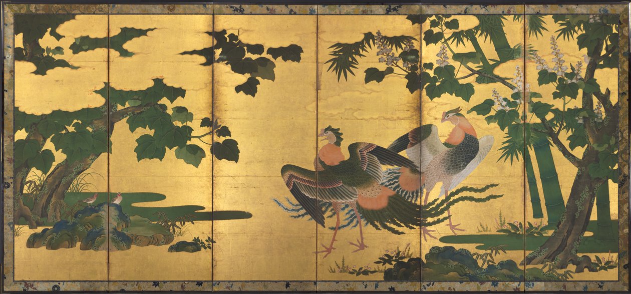 Phönixe und Paulownien von attributed to Tosa Mitsuyoshi