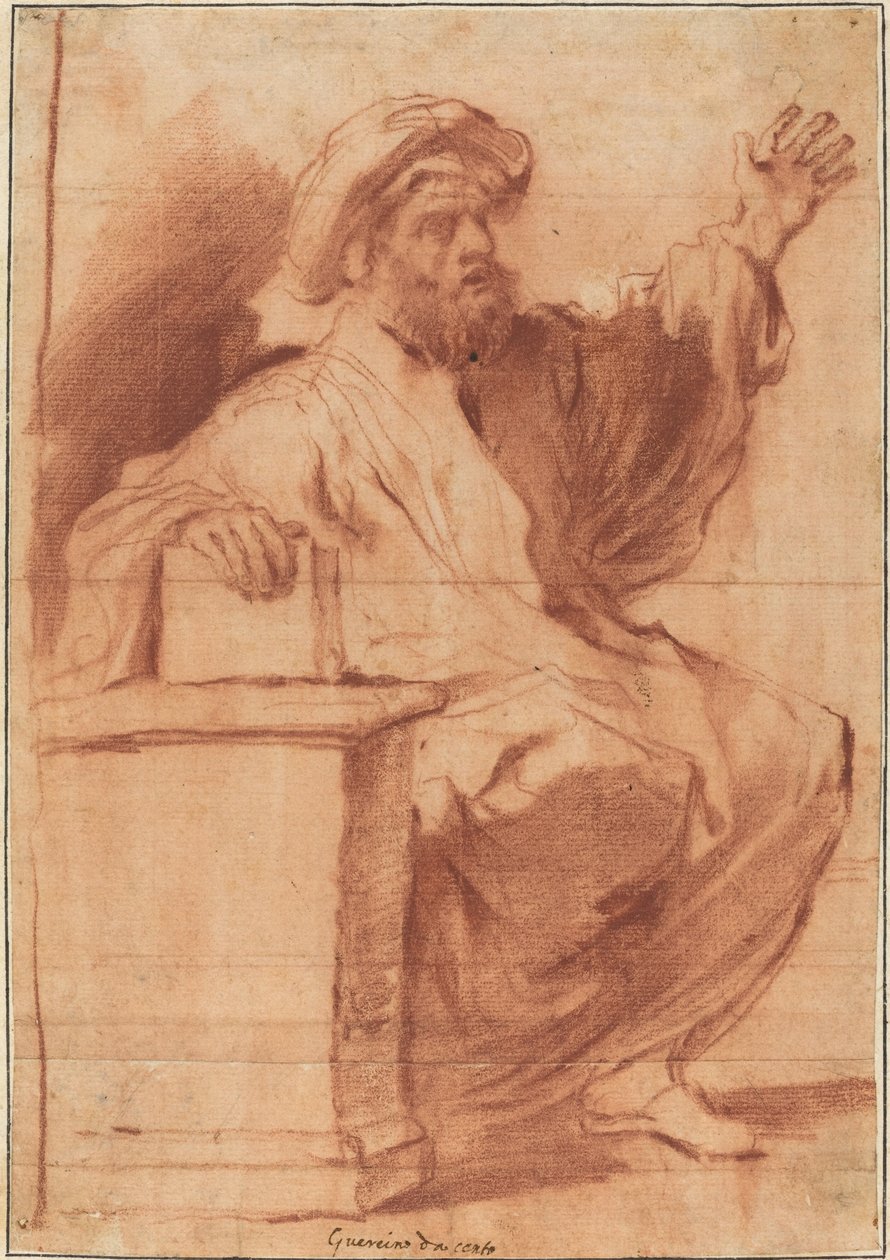 Sitzender Prophet von called Guercino Follower of Giovanni Francesco Barbieri