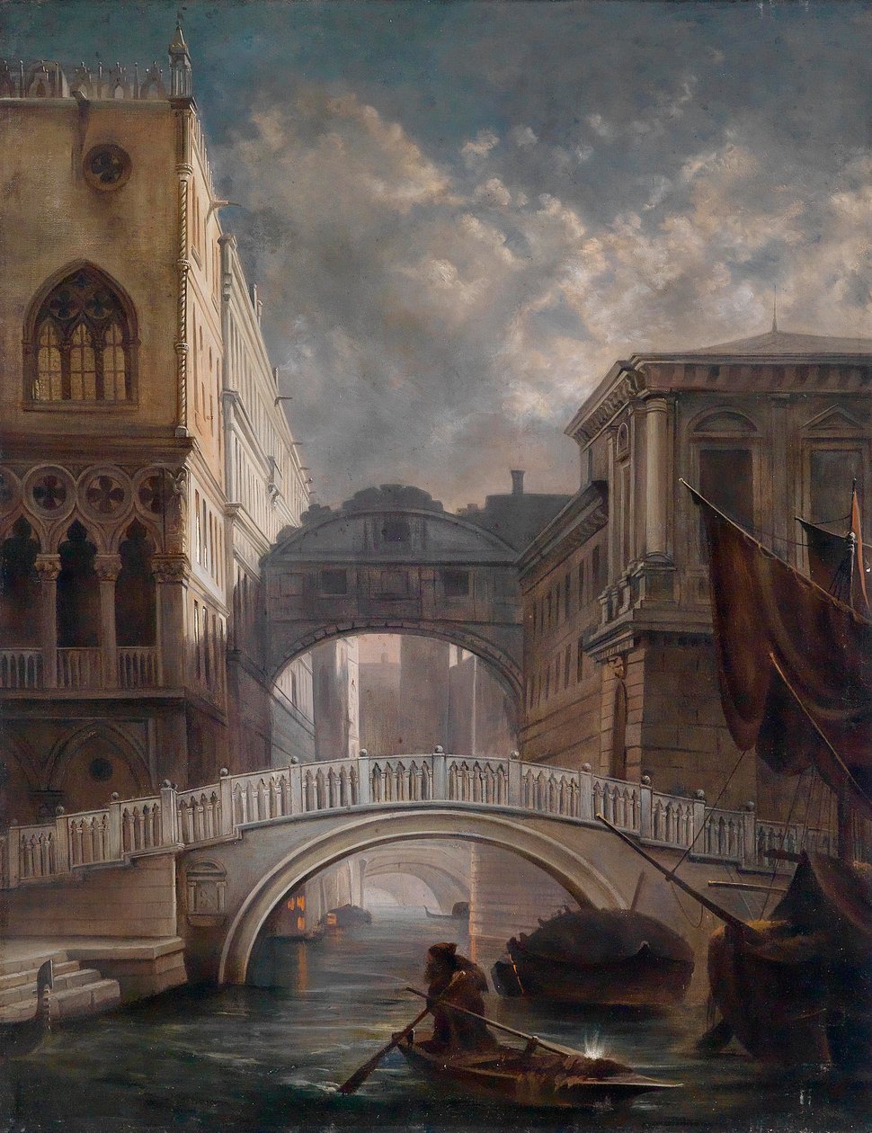 Die Seufzerbrücke in Venedig bei Mondlicht von circle of Friedrich Nerly