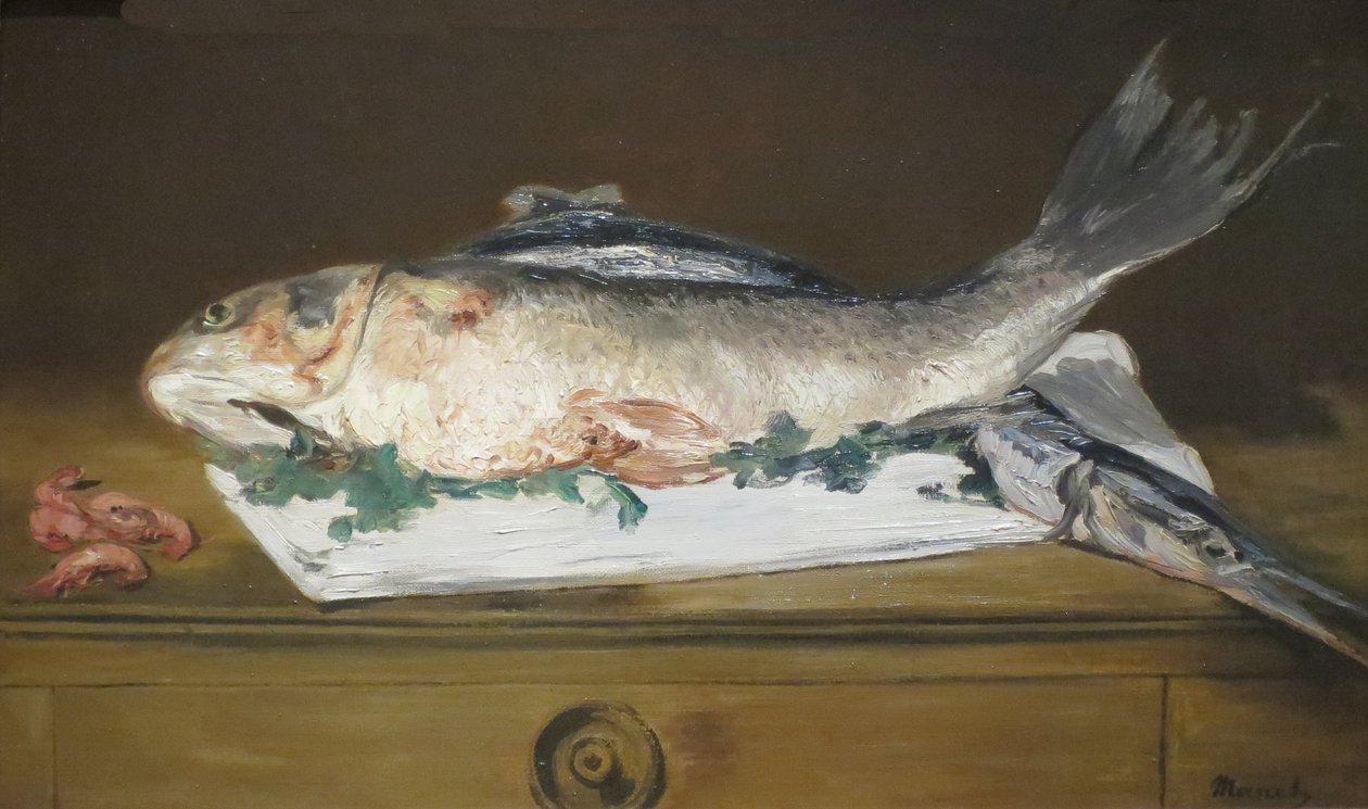 Stillleben mit Lachs, Hecht und Garnelen von Édouard Manet