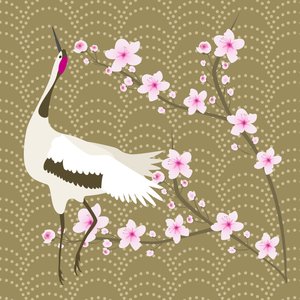 Die Kirschblüte und der Kranich