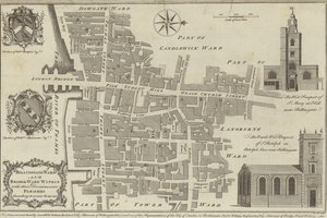 Karte der Billingsgate und Bridge Bezirke, London