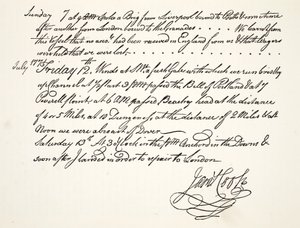 Die Handschrift von James Cook, Juli 1771