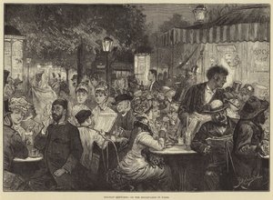 Ferien-Skizzen, auf den Boulevards in Paris