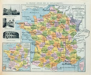 Karte von Frankreich, ca. 1914