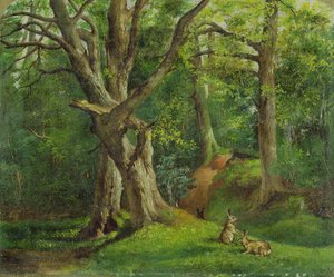 Waldszene mit Kaninchen, 1862