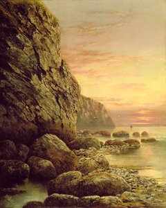 Meereslandschaft mit Klippe bei Sonnenuntergang, 1889