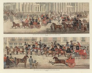 Transport mit Kutsche und Pferden