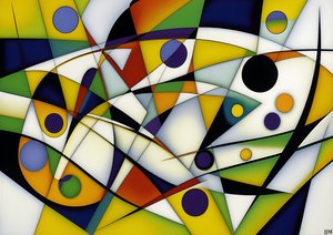 Abstrakt: Auf Weiß-Kreise+Schaukeln 5