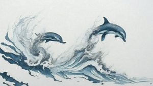 Tuschemalerei: Delfin_02