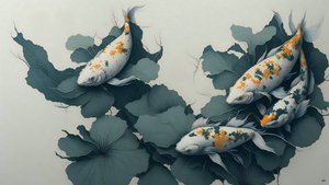 Tintenmalerei: Koi-Karpfen 04