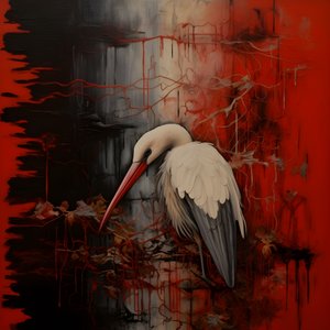 Frau und Storch