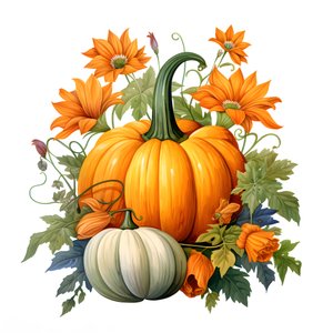 Kürbis, aus dem Blumen wachsen 2