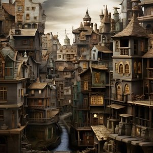 Eine Stadt aus liegenden Häusern