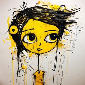 Gelbe Cartoonfigur