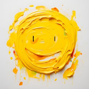 Gelbes Smiley-Gesicht in Impasto gemalt