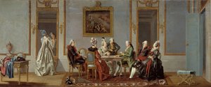 Gustavianischer Stil Innenraum mit Kartenspielern